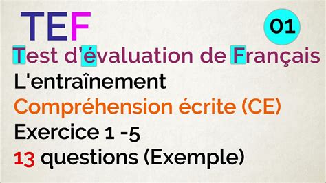 Tef Test D Valuation De Fran Ais Compr Hension Crite Ce