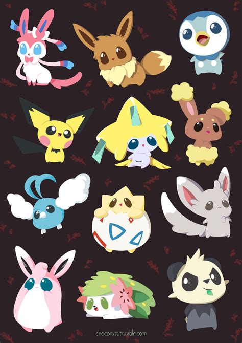 Sylveon Eevee Piplup Pichu Jirachi Buneary Swablu Togepi