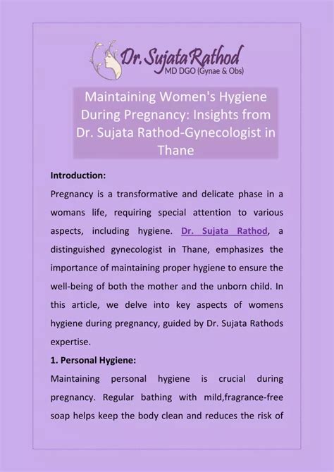 Ppt Maintaining Womens Hygiene During Pregnancy Insights From Dr