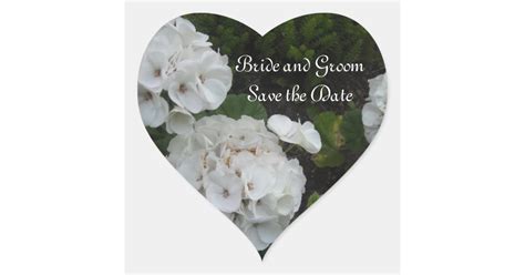 White Hydrangea Save The Date Heart Sticker Zazzle