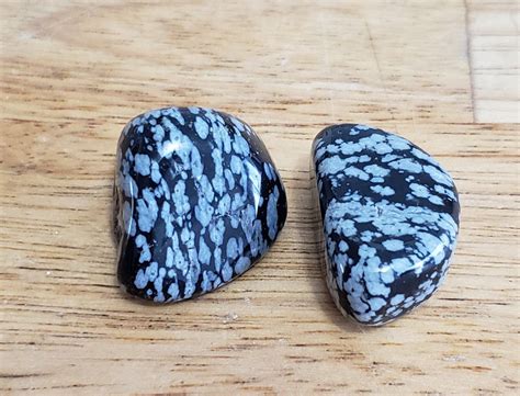 2 Snowflake Obsidian Stones Polished Tumbled Stone The Etsy