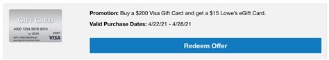 Expired Lowe S Buy 200 Visa Giftcard Get 15 Lowe S EGiftcard