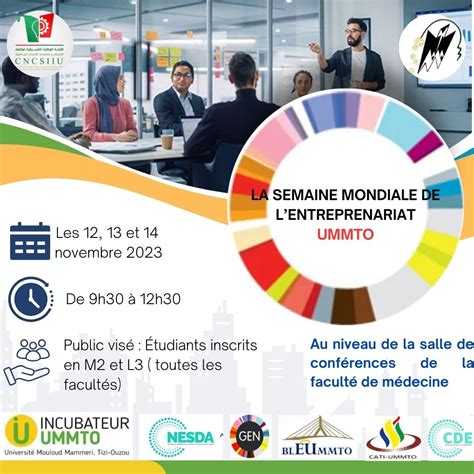 Semaine mondiale de l entreprenariat Université Mouloud Mammeri de