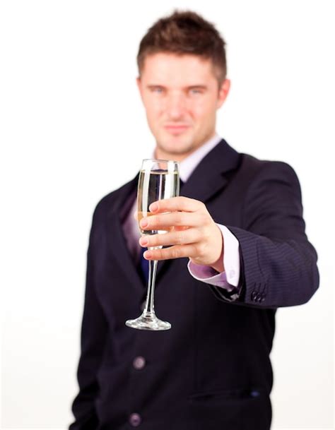 Premium Photo Businessman Holding A Champagne Glass