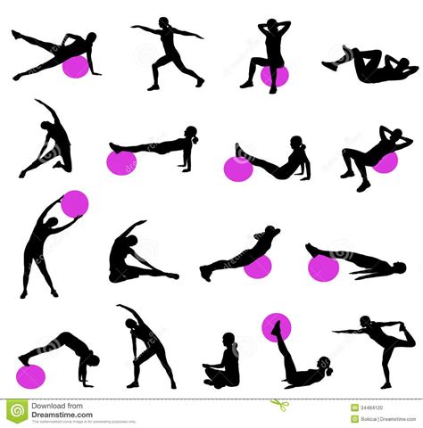 Pilates Silhouettes Ball Exercises Fitness Body Full Body Workout