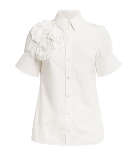 Womens Erdem White Cotton Rosette Detail Shirt Harrods Uk