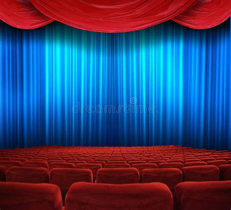 Cinema Screen With Red Curtains And Seats Stock Photo Image Of