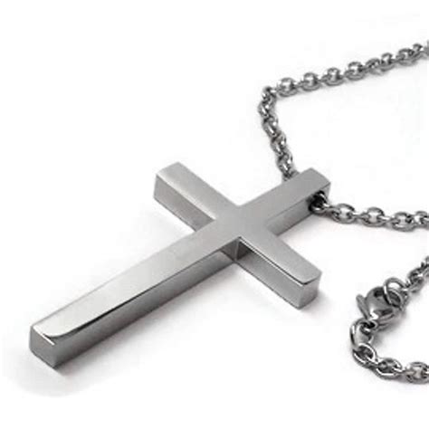 Simple Large Cross Necklace For Men Stainless Steel Jewelry