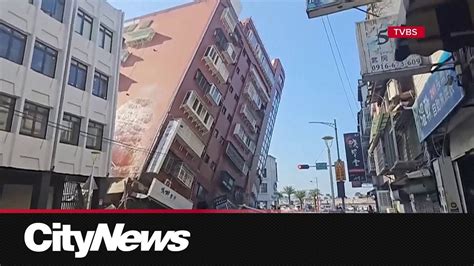 Deadly 74 Magnitude Earthquake Topples Buildings In Taiwan Youtube