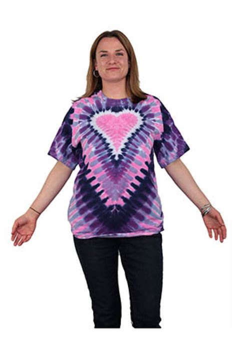 Tie Dyed T Shirt Purple Pink Heart