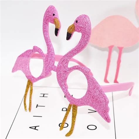 Funny Flamingo Birthday Party Theme Glasses Glitter Pink Prom Glasses