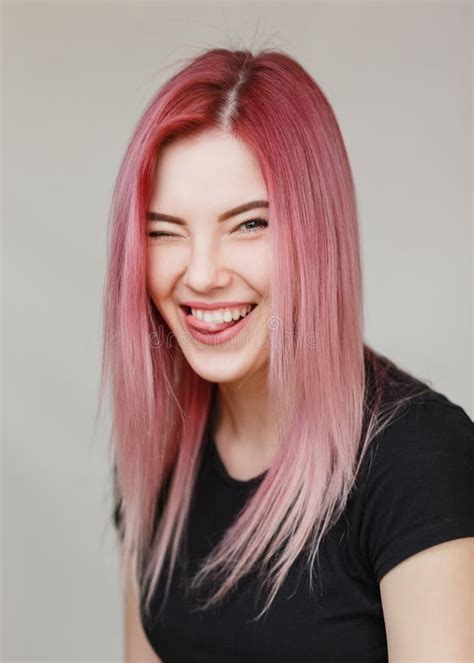 Beautiful Girl With Pink Hair Stock Image Image Of Pink Funky 91927113