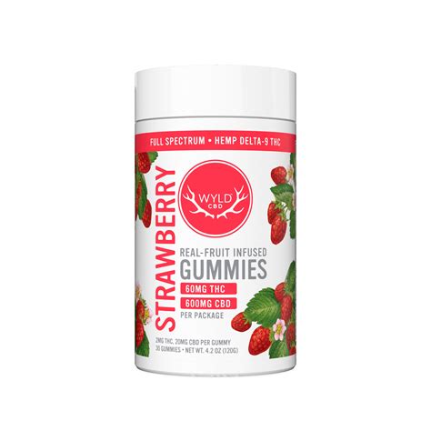 Wyld Cbd Strawberry Calm Cbdthc Gummies Full Spectrum 30ct 60mg