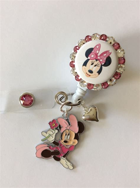 Minnie Mouse Decorative Badge Id Holder With Charms Etsy