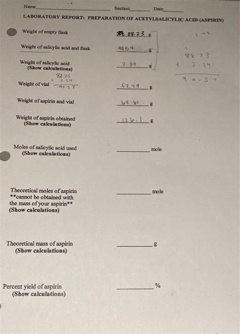 Solved Name Section Date Laboratory Report Preparation Of