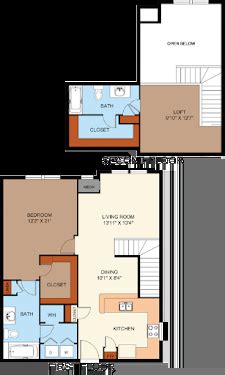 B1T Floorplan | Elan at Bluffview Apartments in Dallas, Texas