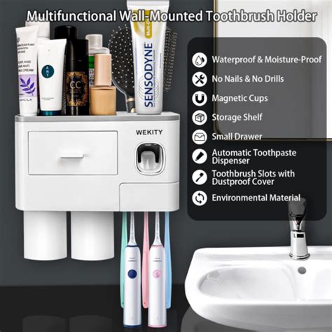 Wekity Multifunctional Wall Mounted Toothbrush Holder Automatic