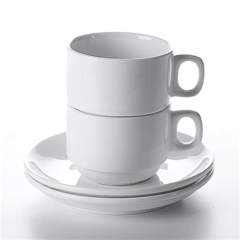 Hospitality Real Estate White Stackable Porcelain Coffee Cup Coffee