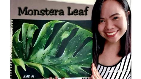 Monstera Leaf With Water Droplets Acrylic Painting Tutorial By Cheryl Navarro Youtube