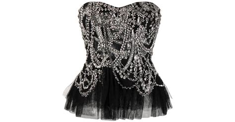 Alexander Mcqueen Crystal Embellished Corset In Black Lyst