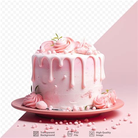 Premium PSD A Cake With Pink Frosting And A Picture Of A Pink Cake