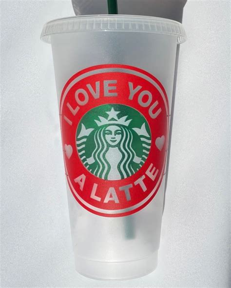 Starbucks Venti Reusable Cold Cup I Love You A Latte Cold Etsy