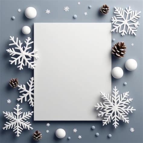 Cartao De Natal Em Branco - Cartão de Natal em branco maquete de árvore de Natal com neve e flocos ...