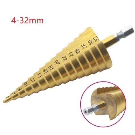 1 Pc 15 Step Golden Spiral Groove Conical Cone Drill 4 32mm HSS Bit Set