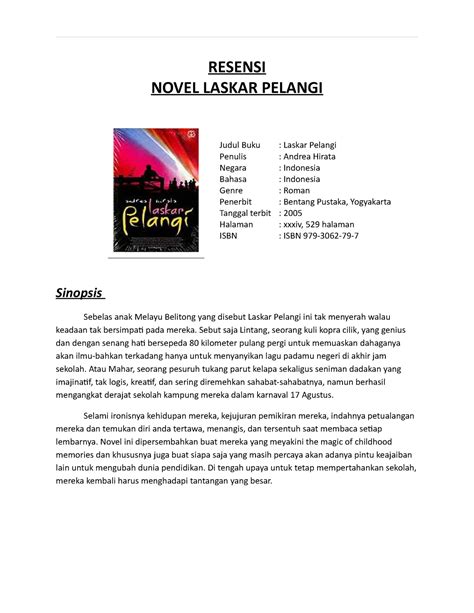 12975301 Resensi Novel Laskar Pelangi Kesehatan Lingkungsng