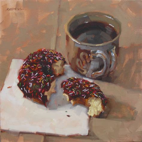 Karen Werner Fine Art: Donut & Coffee -a still life painting in oil