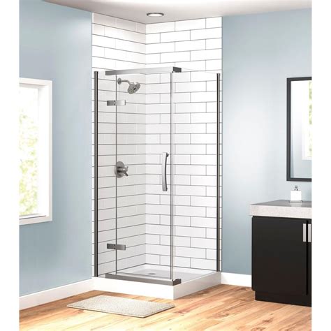 Delta 36 In X 36 In X 76 In 3 Piece Corner Hinged Frameless Shower