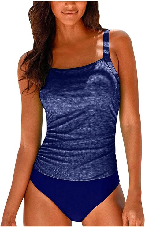 Tankini Damen Badeanzug Bauchweg Bedruckter Push Up Badeanzug Swimsuit