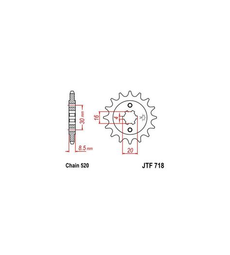 Pignon JT SPROCKETS 13 Dents Acier Standard Pas 520 Type 718