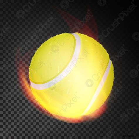 Tennis Ball In Fire Vector Realistic Burning Tennis Ball Transparent