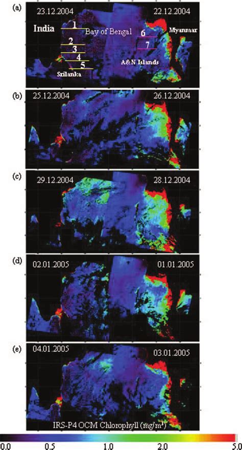 Ae IRS P4 OCM Derived Chlorophyll Images Covering The Bay Of Bengal