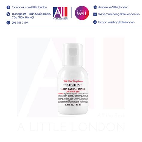 Nước Hoa Hồng Kiehls Ultra Facial Toner 40ml Bill Anh