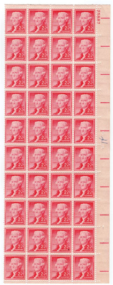 Scott 1033 Thomas Jefferson Plate Block Of 40 Stamps MNH P 25887