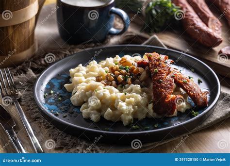 Halusky With Bryndza Sheep Cheese And Bacon Which Is Potato Dough