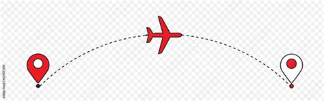 Airplane Line Path Air Plane Flight Route With Start Point And Dash