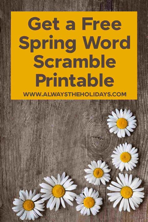 Free Spring Printable Spring Word Scramble With Answers