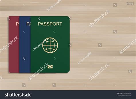 Set Passport On Wood Pattern Texture Stock Vector Royalty Free