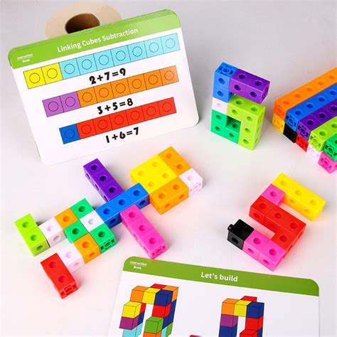 100pcs Numbers Counting Set Linking Cubes Math Blocks Toy With Activity