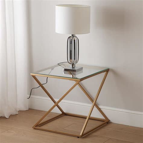 Mesa Auxiliar Moderna En Cristal Y Metal Dorado Trento Maisons Du Monde