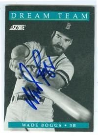 Wade Boggs Autographed Baseball Card Boston Red Sox Score