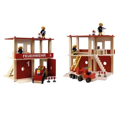 JOUET EN BOIS FIGURINE CASERNE ET CAMION DE POM Cdiscount Jeux Jouets