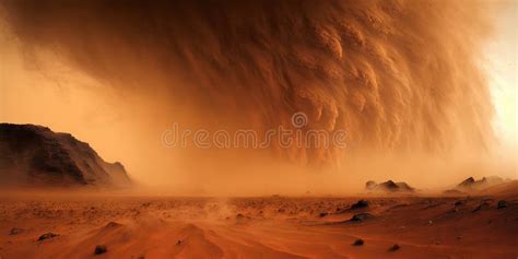 A Dust Storm on Planet Mars Stock Illustration - Illustration of ...