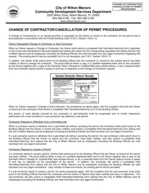 Fillable Online CHANGE OF CONTRACTOR CANCELLATION OF Wilton