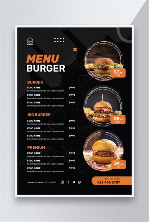 Burgers restaurant menu template design | AI Free Download - Pikbest