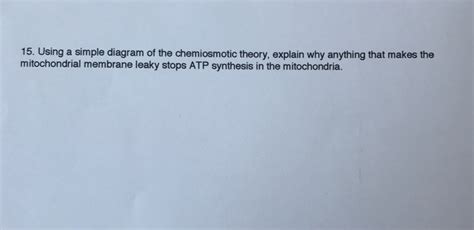 Solved Using a simple diagram of the chemiosmotic theory, | Chegg.com