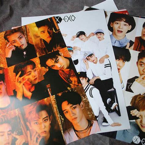 (PO) KPOP EXO 12 Posters Collection Bromide (12PCS) + EXO A3 Photo ...